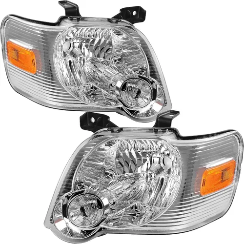 Conjunto de repuesto de faros delanteros para Ford Explorer. Reflectores ámbar, carcasa cromada