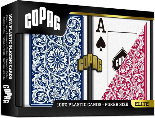 Miniatura 2 de Copag 1546 Design - Juego de cartas 100% de plástico, tamaño de póquer (estándar) rojo/azul (índice jumbo, 1 juego)