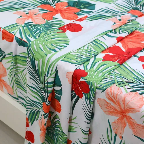 Miniatura 80 de FADFAY Juego de sábanas tamaño King, 100% algodón, elegante ropa de cama de granja con hojas verdes menta y flores blancas, sábana suave