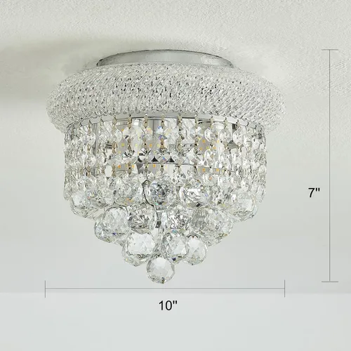 Miniatura 2 de Lámpara de Araña de Cristal de 3 Luces Empotrada en el Techo para Sala de Estar, Comedor, Dormitorio, Vestíbulo, Entrada, Pasillo, Armario, Baño