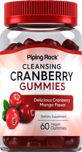 Piping Rock Gomitas de arándano | 60 unidades | Suplemento limpiador para mujeres y hombres | Sabor a mango de arándano | Vegano, sin OMG, sin gluten