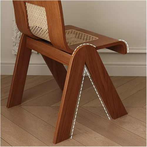 Miniatura 4 de sillas de comedor Silla de comedor de madera maciza Ratán Respaldo del hogar Sub Pequeño Sala de estar Balcón Cocina moderna