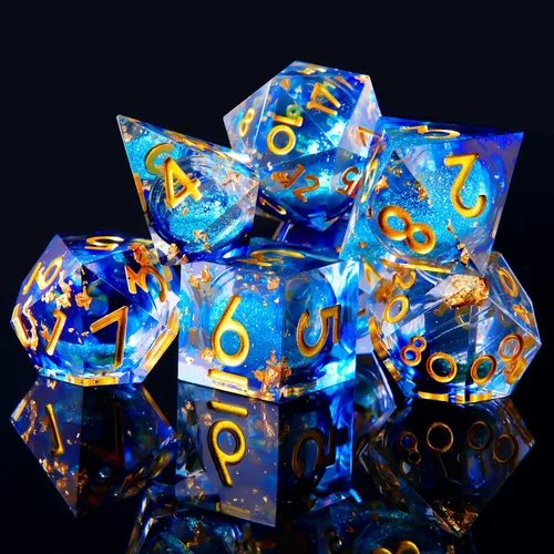 Miniatura 29 de DND Juego de dados de 8 piezas con ojo de dragón extra D20-Beholder's Eye Liquid Core Sharp Edge Resina poliédrica hecha a mano 2 × D20 D4 D6 D8 D10