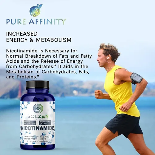 Miniatura 6 de Nicotinamida B3 500 mg Niacina eficaz sin enjuagues. Potenciador de energía, regenerador celular, que apoya el deterioro cognitivo