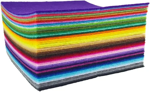 Miniatura 5 de flic-flac 44 hojas de tela de fieltro de colores surtidos de 6 x 6 pulgadas (5.9 x 5.9 in), diseño de retazos, costura de bricolaje, manualidades