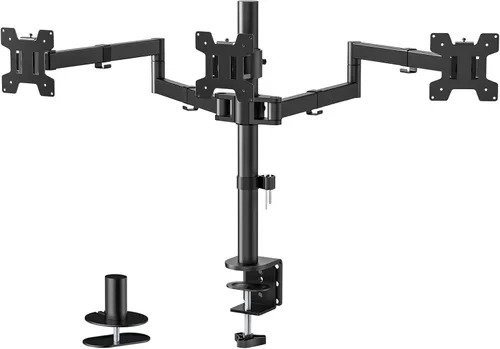 Miniatura 10 de WALI Soporte para monitor cuádruple para pantallas de 13 a 27 pulgadas, soporte de 4 monitores totalmente ajustable con kit de base giratoria