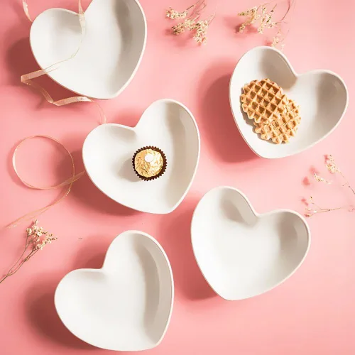 Miniatura 3 de Regalos de San Valentín para ella, lindos cuencos de cerámica con forma de corazón, mini condimento lateral, platos para condimentos, sushi, soja