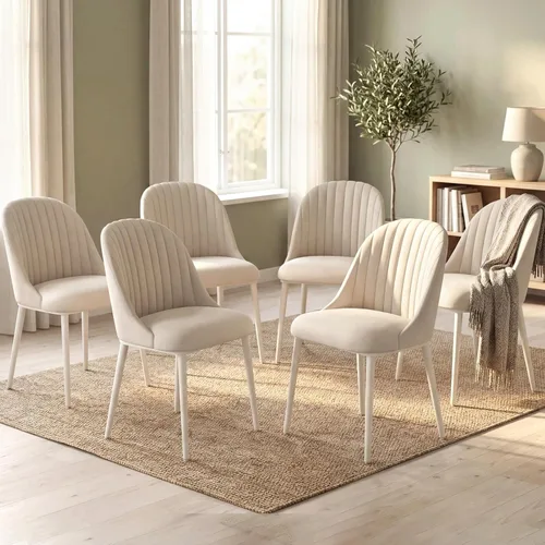 Miniatura 24 de Juego de 2 sillas de comedor, sillas de escritorio modernas, silla decorativa tapizada con respaldo curvado con patas de metal para oficina en casa