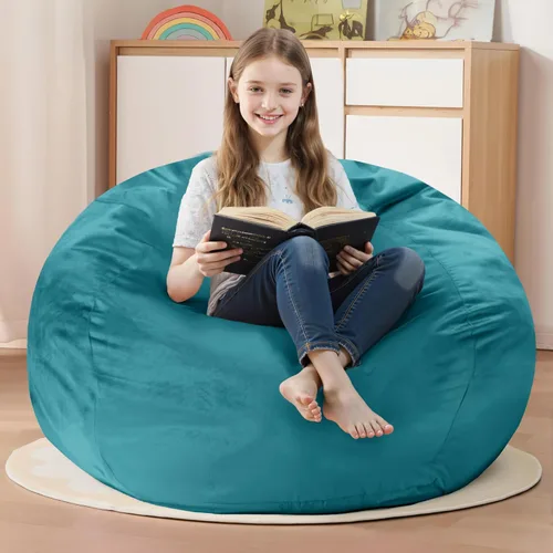 Miniatura 39 de Homguava - Sillón puff de 3 pies Sillón estilo puff grande de 3 pulgadas con relleno de espuma viscoelástica, sofá suave con funda de terciopelo