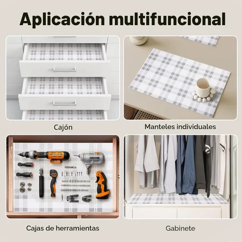 Miniatura 7 de Revestimiento de estante de cajón para armarios de cocina, papel antideslizante no adhesivo, fácil de limpiar, agarre fuerte, grueso, impermeable