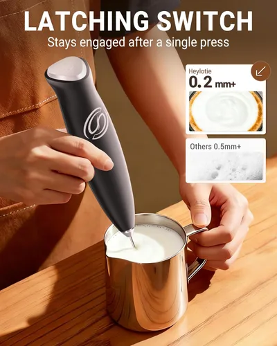 Miniatura 2 de Espumador de leche de mano, mezclador de bebidas, agitador de café de mano, espumador eléctrico para mezclador de café, varita con 2 batidores
