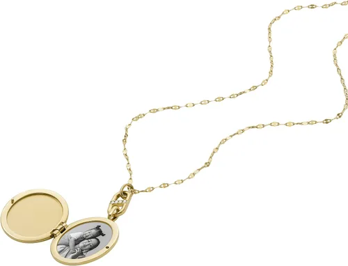 Miniatura 2 de Fossil - Collar de cadena con dije de acero inoxidable grabado y enchapado para mujer