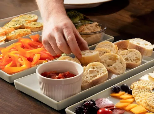 Miniatura 5 de KooK Bandejas y bandejas para servir alimentos, bandejas rectangulares de cerámica de 11 pulgadas, platos para alimentos en fiestas