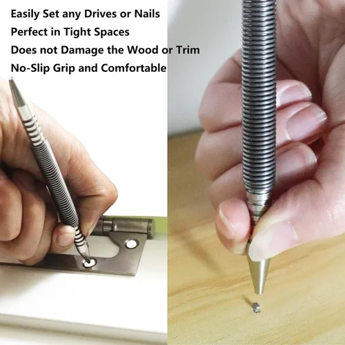 Miniatura 4 de WHLLING Juego de 2 cabezas dobles combo clavador de uñas, juego de uñas de doble punta 3/32" & 1/8" con resorte, punzón de clavos sin martillo