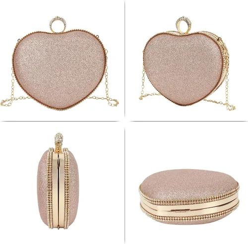 Miniatura 3 de Reberomantic Bolso de noche en forma de corazón Bolso de embrague de terciopelo Bolso de noche sólido