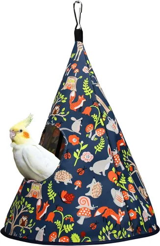 Loro cacatúa cálida cama nido de pájaros para todas las estaciones, hamaca colgante para pájaros, cama para dormir, loro cama escondida, tela de
