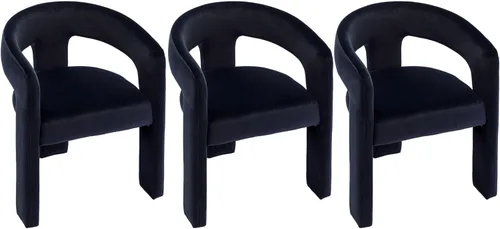 Miniatura 10 de VESCASA Silla de Comedor de Barril de Terciopelo con Respaldo Abierto, Sillón Lateral de Acento Moderno Tapizado con 3 Patas para Caqui-terciopelo