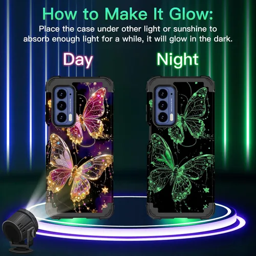 Miniatura 2 de LONTECT Funda para Moto Edge 2021, Moto Edge 5G UW, funda floral a prueba de golpes, 3 en 1, híbrida resistente, resistente, funda protectora