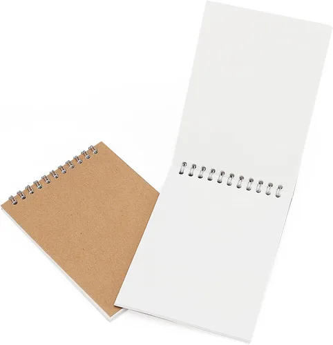 Miniatura 5 de HOZEON 22 cuadernos de bocetos encuadernados en espiral superior tamaño A6, cubierta de cartón marrón kraft en blanco para animación, bocetos