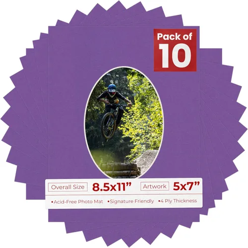 Miniatura 46 de Tapete de 8.5 x 11 pulgadas con corte biselado para fotos de 5 x 7 pulgadas, diseño ovalado, color azul bebé, sin ácidos, mate para proteger tus