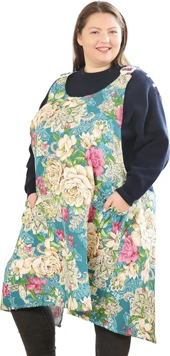 Miniatura 28 de Delantales grandes de talla grande para mujer con bolsillos de algodón y lino para hornear cocina