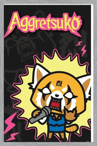 Miniatura 15 de Trends International Aggretsuko Rock Out - Póster de pared, 22.4 pulgadas de largo x 14.7 pulgadas, versión enmarcada en madera de granero
