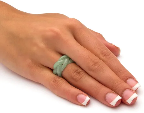 Miniatura 3 de PalmBeach Genuine Green Jade Braided Eternity Ring Sizes 6-12