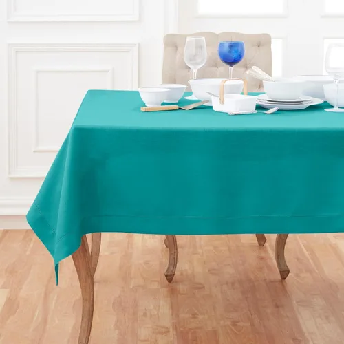 Miniatura 22 de Solino Home Mantel de lino azul polvoriento, 60 x 120 pulgadas, mantel de lino 100% puro con vainica para mesas rectangulares, dobladillo clásico