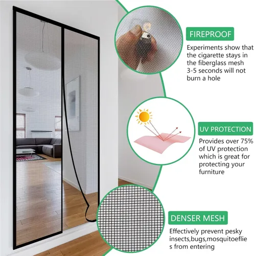 Miniatura 4 de RELIANCER Pantalla Magnética de Puerta de Fibra de Vidrio, Se Ajusta a Puerta de Tamaño 30"x78", Malla de Puerta de Cierre Automático con Imanes