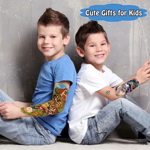 Miniatura 2 de Partywind 66 hojas de tatuajes temporales para niños, fundas de tatuajes temporales para niños, calcomanías de tatuaje falsas