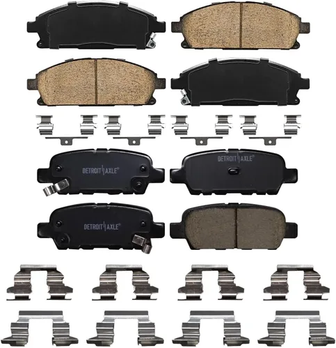 Miniatura 8 de Detroit Axle - Pastillas de freno para Nissan Quest 2004-2017, X-Trail 2005-2006, pastillas de freno de cerámica delanteras y traseras con repuesto