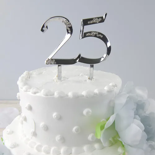 Miniatura 7 de Simplicity Pieza decorativa para decoración del 25 aniversario para decoración de pastel o arreglo floral, accesorio de boda, 4 x 2.75 pulgadas