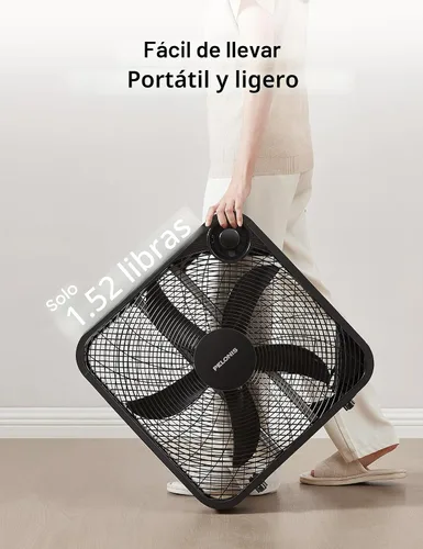 Miniatura 5 de PELONIS Ventilador de caja de 20 pulgadas – 3 velocidades, ventiladores de ventana, para piso o mesa, 25 pies/s, 2025 mejorado, lanzamiento de aire