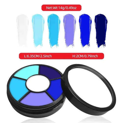 Miniatura 2 de Go Ho Pintura facial azul de 6 colores, crema lavable, fórmula facial para Halloween, cosplay, paleta de maquillaje FX, pintura facial profesional