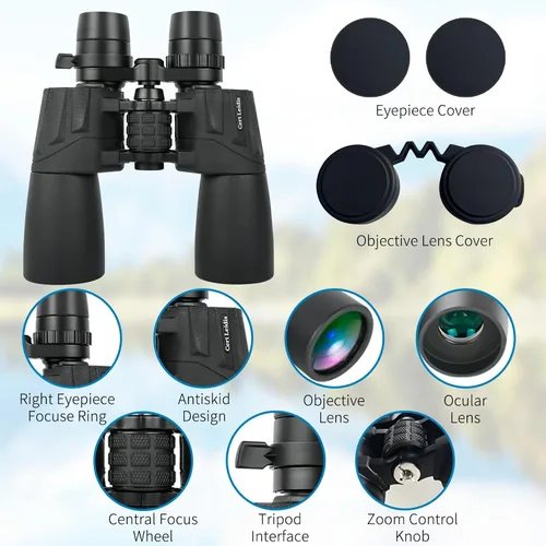 Miniatura 5 de Prismáticos con zoom de 10-30x50 para adultos, alta potencia, visión nocturna con poca luz, prisma BAK4 con lente FMC, Waterpoof, binoculares