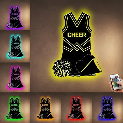 Miniatura 23 de Letrero de metal de jersey deportivo personalizado con luz LED, nombre y número personalizado, letrero de neón con nombre personalizado, decoración