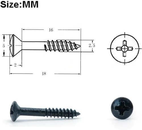 Miniatura 4 de 20 tornillos de montaje para anillo de pastilla Humbucker para guitarra Les Paul SG (negro)