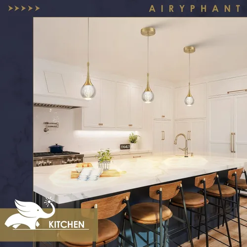 Miniatura 5 de Lámpara colgante LED moderna para isla de cocina, iluminación colgante de techo de cristal de lágrima dorada regulable para comedor, dormitorio