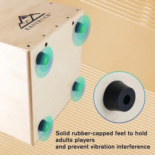Miniatura 4 de EASTROCK Caja de tambor de madera de abedul de tamaño completo (12 x 11.7 x 18.7 pulgadas) con cuerdas internas de guitarra, percusión de madera