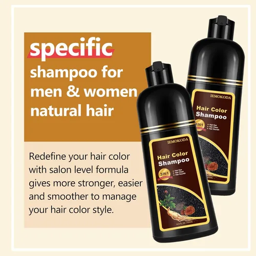 Miniatura 6 de Fedulili Champú instantáneo de tinte de cabello castaño para cabello gris 3 en 1, champú de color natural para mujeres y hombres, tinte de cabello