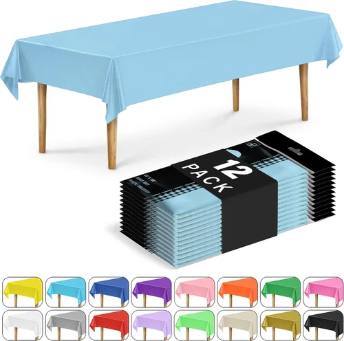 Miniatura 21 de DecorRack 2 Manteles rectangulares de plástico libres de BPA, 54 x 108 pulgadas, mantel de mesa para comedor, mantel rectangular para fiestas