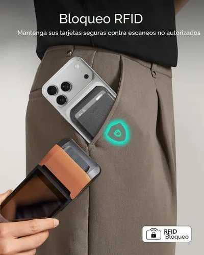 Miniatura 6 de ESR para cartera MagSafe con soporte, bloqueo RFID con anillo MagSafe, tarjetero de 5 tarjetas para estuche de teléfono, cartera magnética de cuero