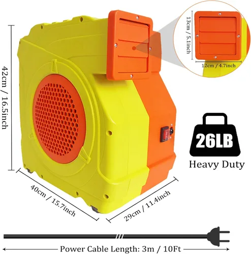 Miniatura 3 de Soplador para Casa de Rebote, Modo Dual 1300W / 1600W, Soplador de Aire Comercial de Doble Velocidad 1.7HP y 2.1HP con Excelentes Propiedades