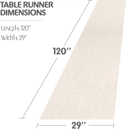 Miniatura 6 de Camino de mesa de gasa de tacto sedoso con dos estilos de lazos de cinta, camino de mesa beige arenoso, camino de mesa de boda de 29 x 120 pulgadas