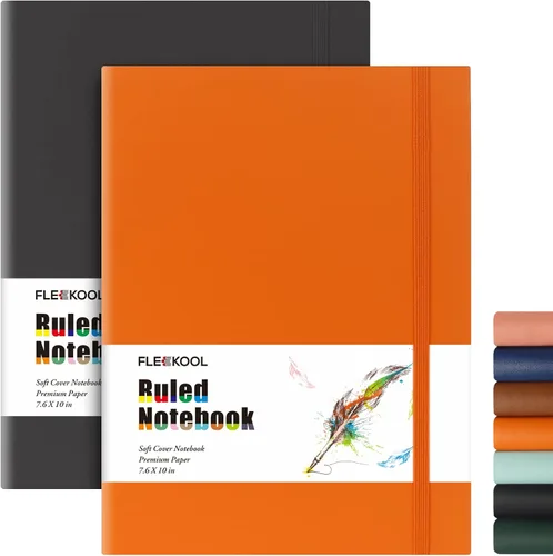 Miniatura 10 de Diarios de negocios, paquete de 2 cuadernos B5 de rayas universitarias de tapa suave grande con papel rayado grueso de 100gsm, 376 páginas