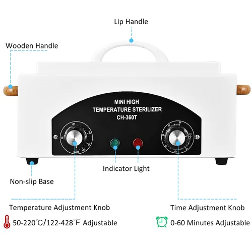 Miniatura 2 de Caja de limpieza de herramientas de metal de alta temperatura, caja de calor seco de 1.5L con temperatura y tiempo ajustables para equipos de metal