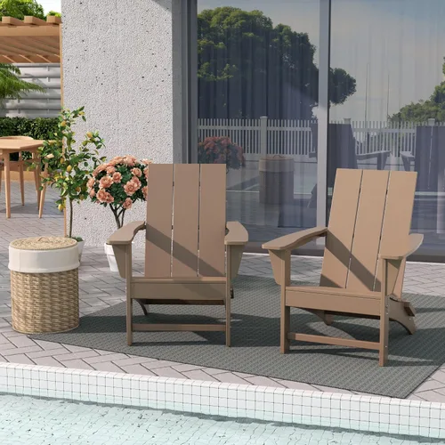 Miniatura 42 de WestinTrends Ashore - Silla plegable Adirondack moderna para exteriores (juego de 2), color marrón oscuro