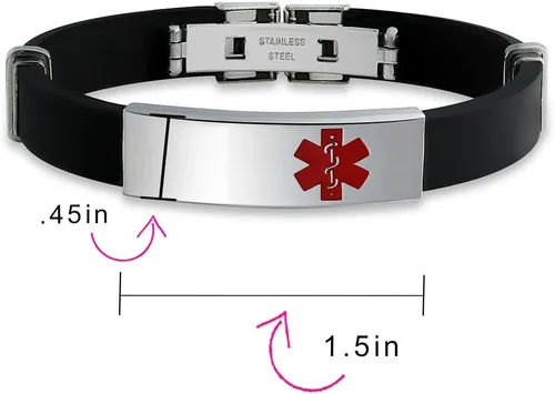 Miniatura 4 de Pulsera de goma de silicona ajustable impermeable para hombre, acero de 8,5 pulgadas, grabado personalizado