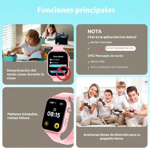 Miniatura 4 de Reloj inteligente 4G para niños y niñas con rastreador GPS, reloj inteligente para niños, llamada telefónica, videollamada SOS para niños, regalo