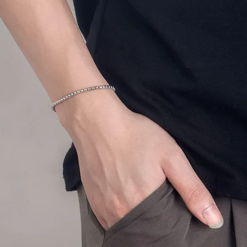 Miniatura 2 de Pulsera de plata de ley 925 para hombres y mujeres, 0.118 pulgadas, eslabones cuadrados Rolo Link, cadena redonda de 6.3 pulgadas, 6.7 pulgadas, 7